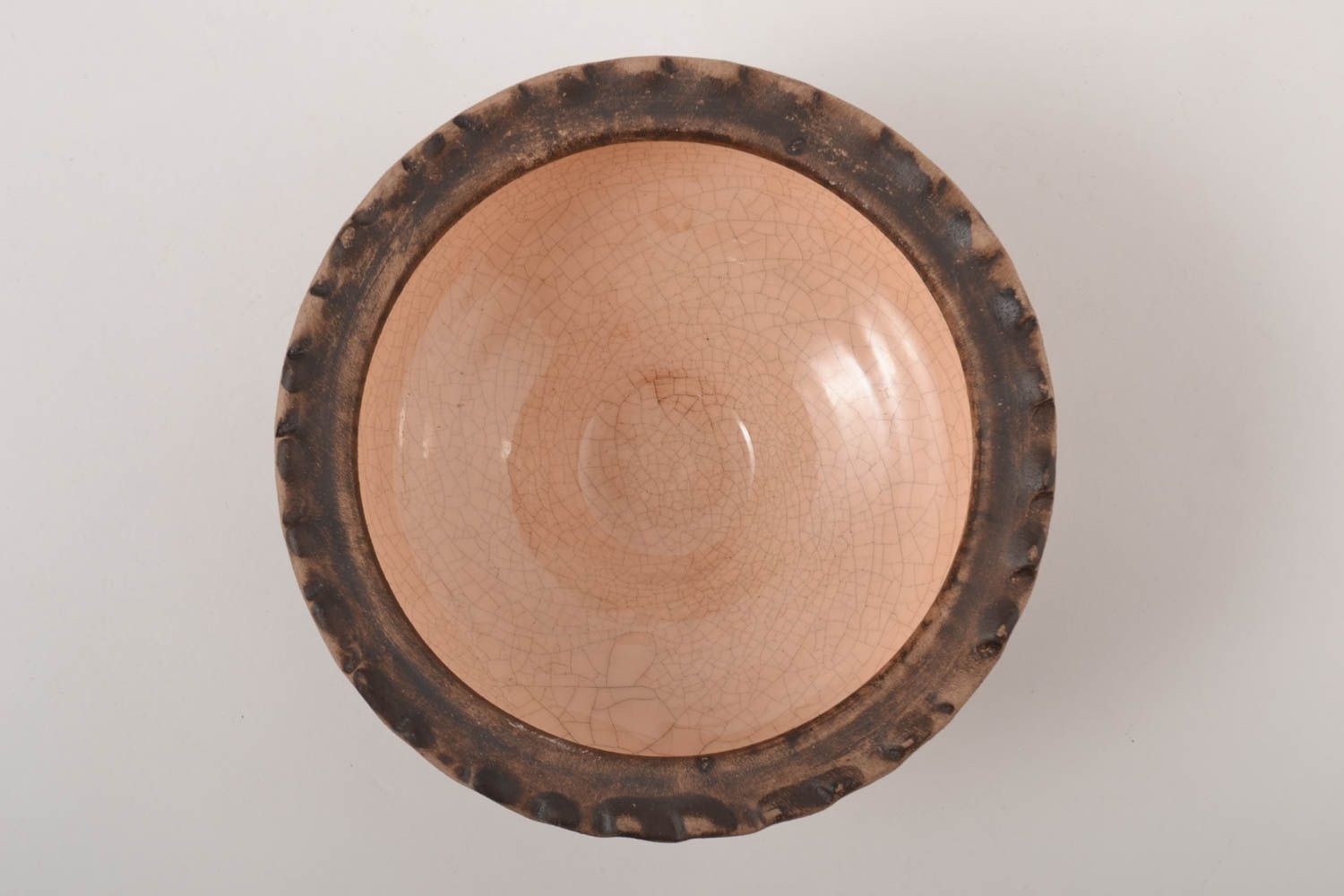 Küchen Geschirr handgemacht Schüssel aus Ton Schale Keramik 500 ml beige schön foto 4