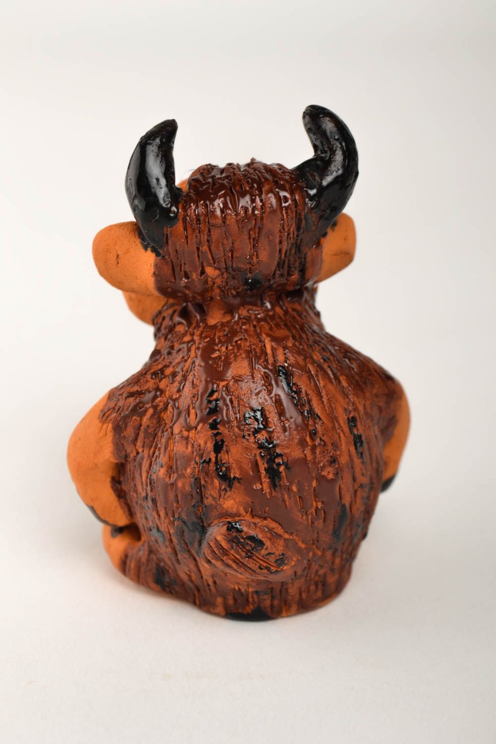 Handmade Deko kleine Dekofigur Keramik Tier Haus Dekoration Stier aus Ton foto 4