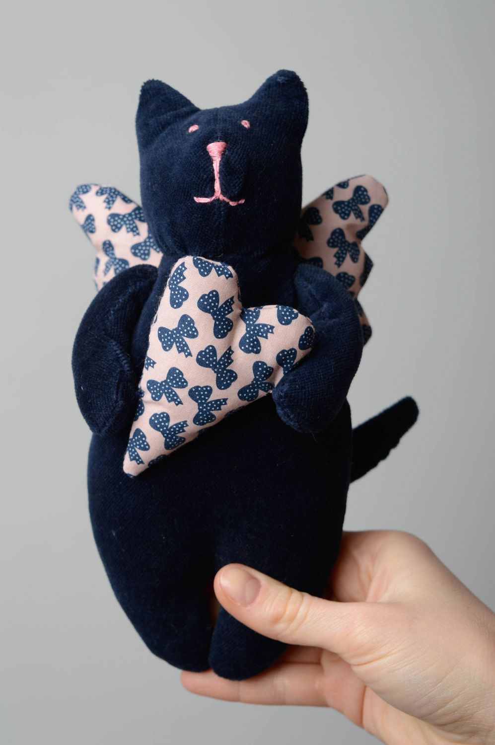 Handmade soft toy Angel Cat with Heart photo 4