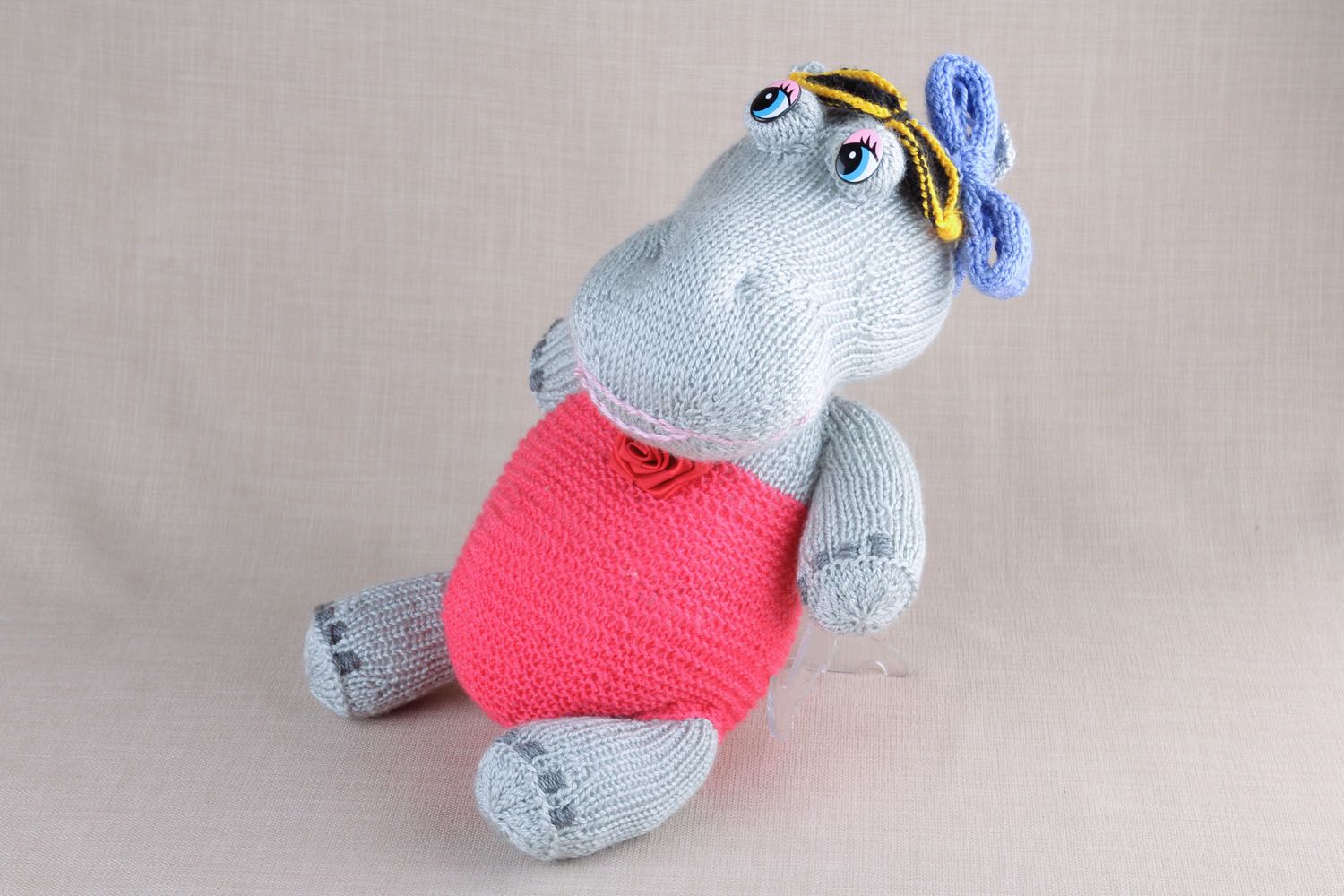 Jouet mou tricoté Hippopotame fait main photo 4