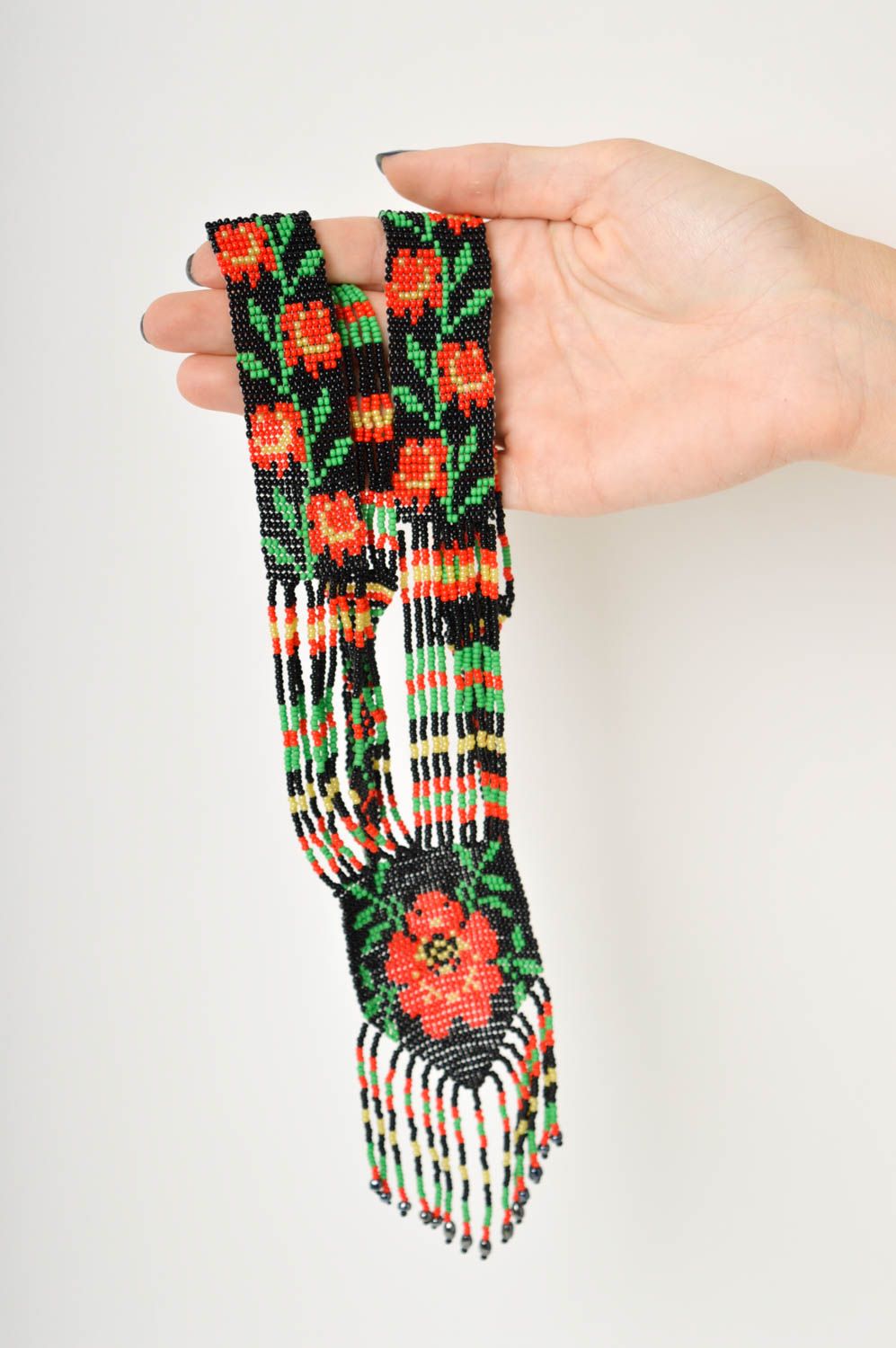 Украшение ручной работы гердан из бисера этническое украшение с узорами фото 2
