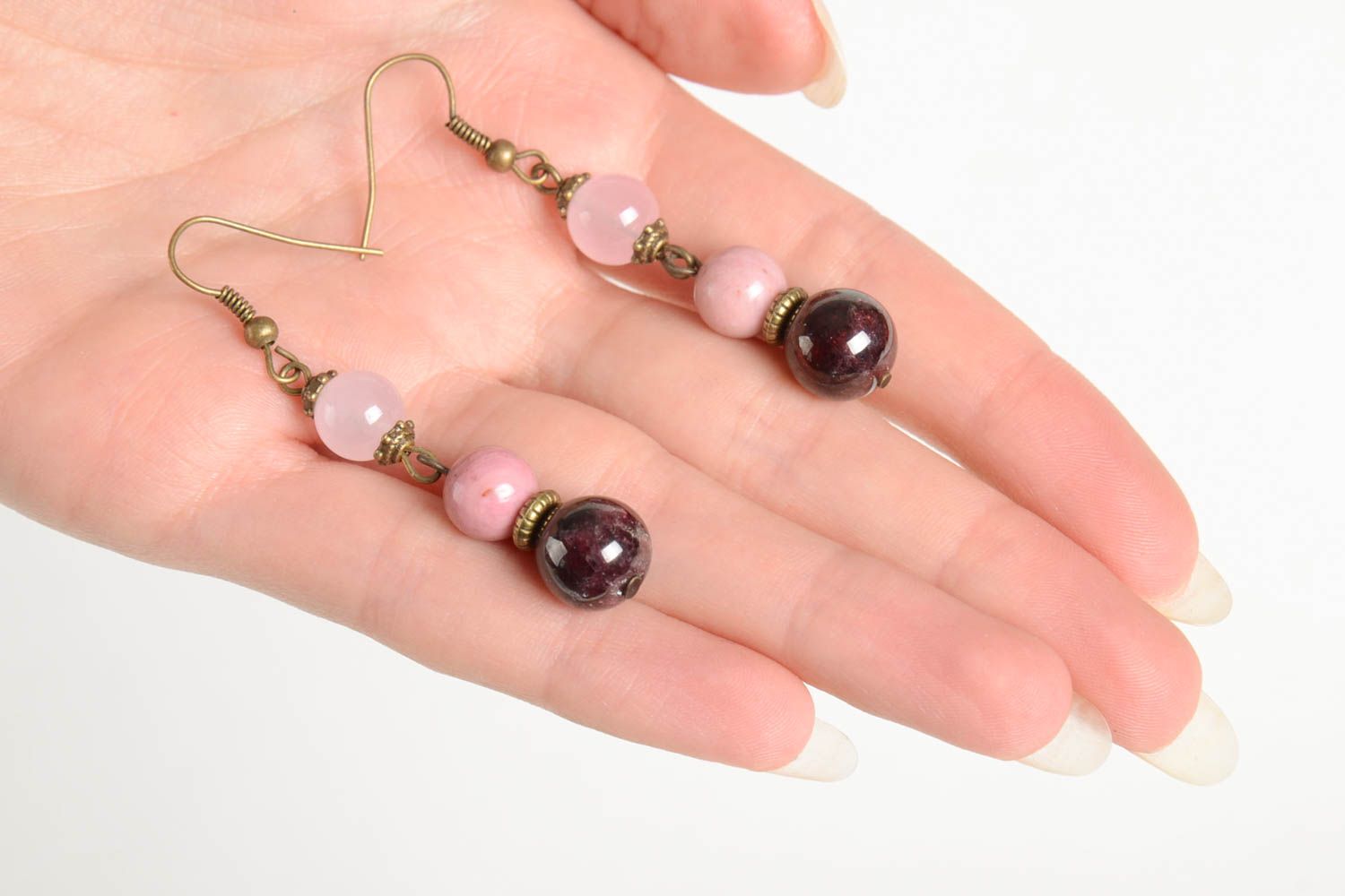 Handmade unusual earrings cute earrings with charms natural stone jewelry photo 3