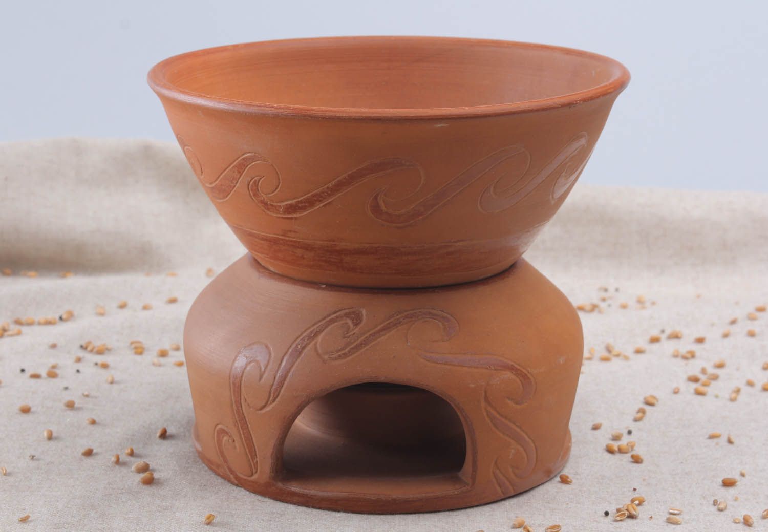 Louça para fondue de argila feita à mão louça de cerâmica decorativa artesanal foto 1