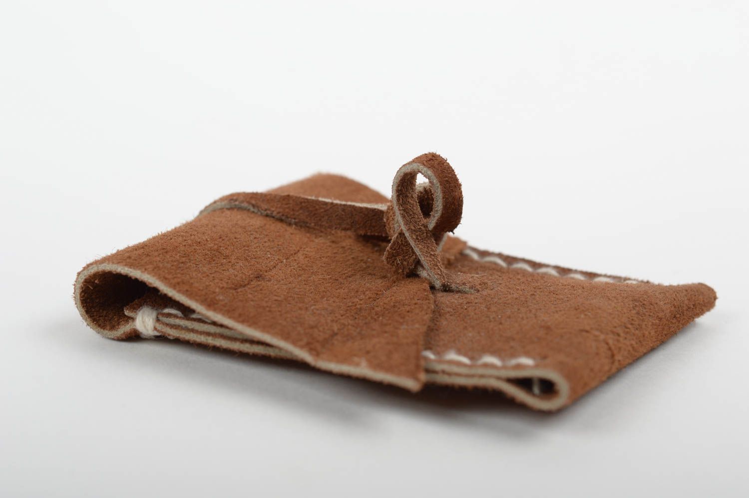 Cartera de piel natural artesanal marrón accesorio para mujer regalo original  foto 2