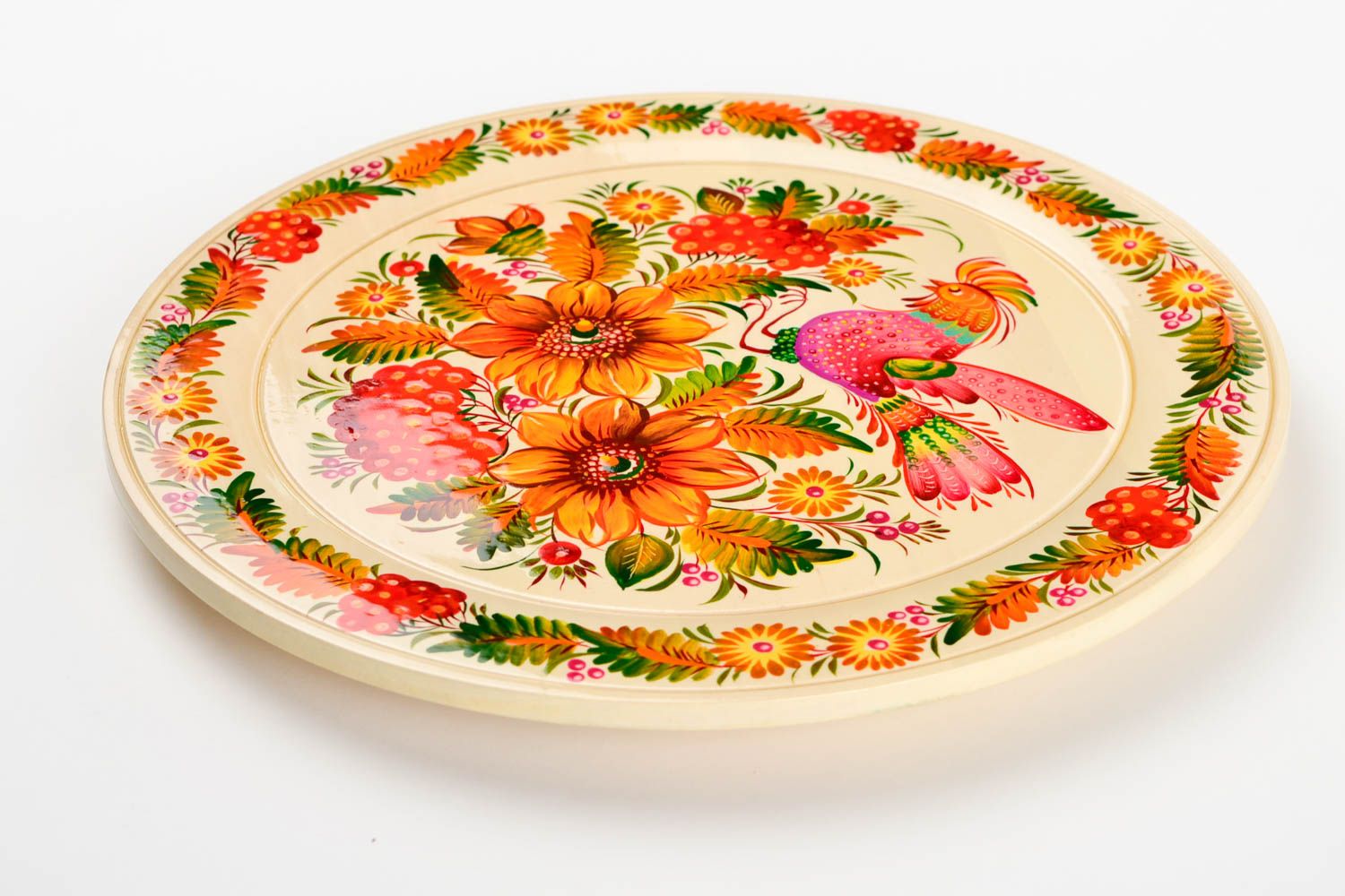 Assiette décorative fait main Décoration murale ronde Vaisselle déco Fleurs photo 3