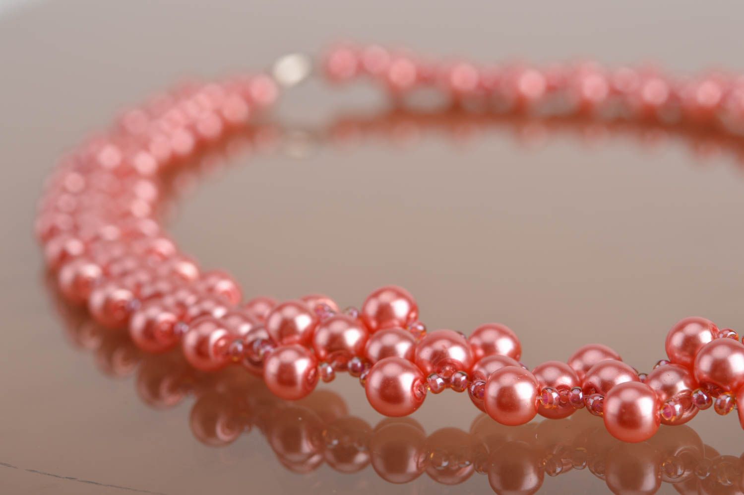 Damen Collier aus Perlen handmade schön mit böhmischen Glasperlen elegant rot foto 4