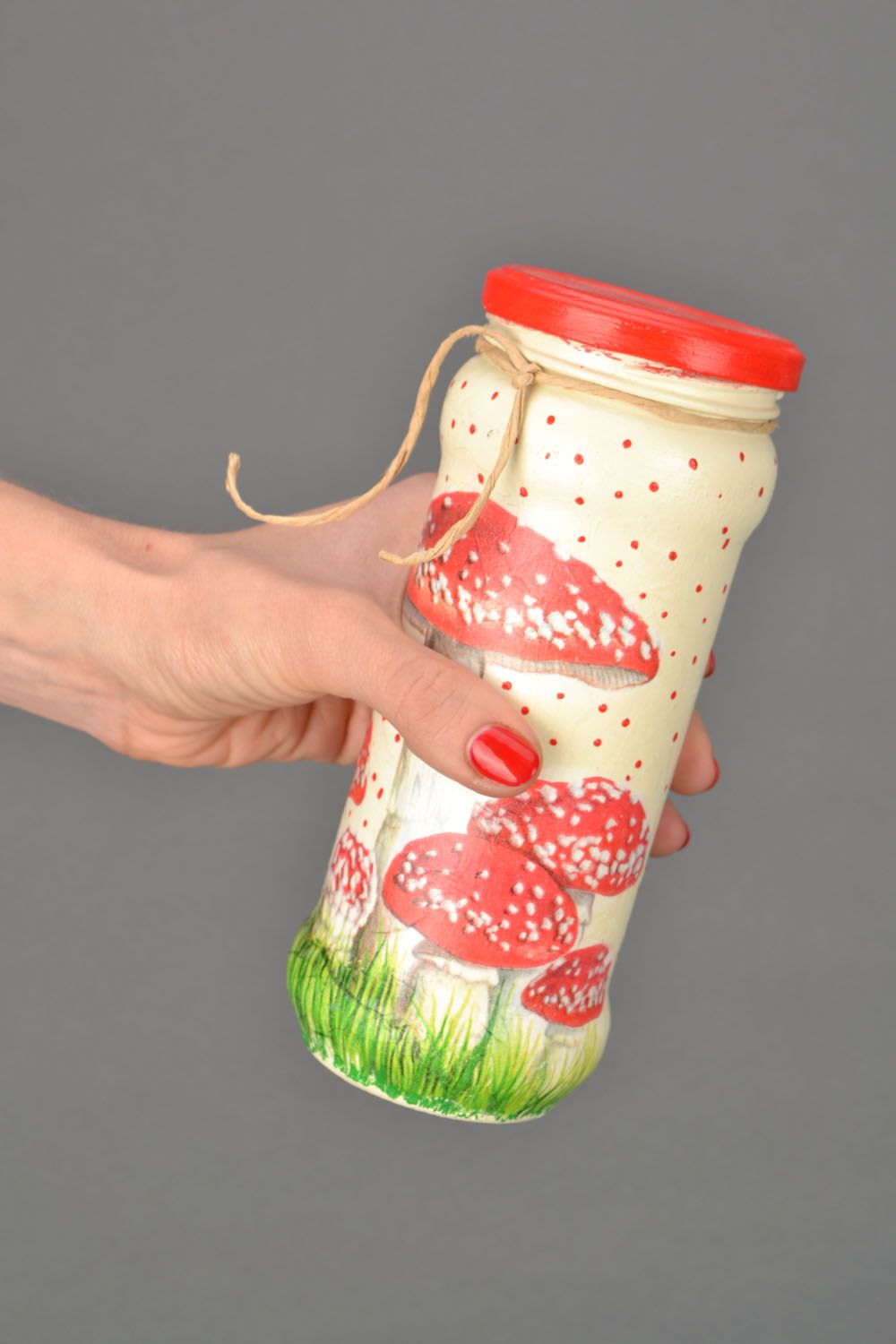 15 oz decorative jar with amanita pattern 0,8 lb photo 2