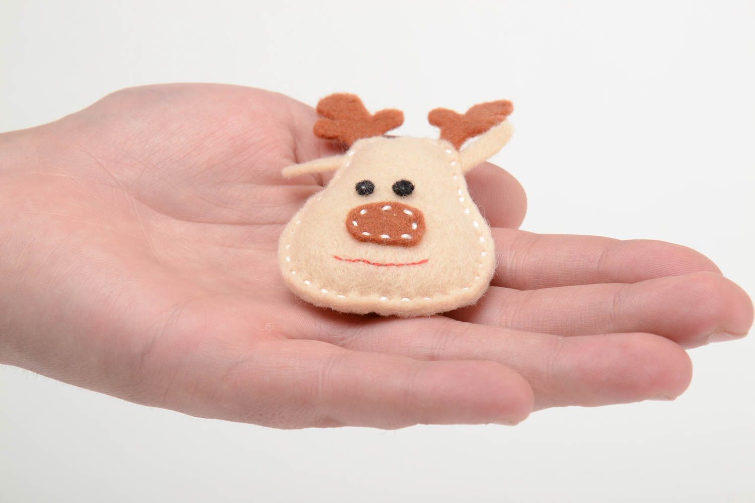 Jouet renne décoratif en feutre fait main original miniature pour bébé photo 5