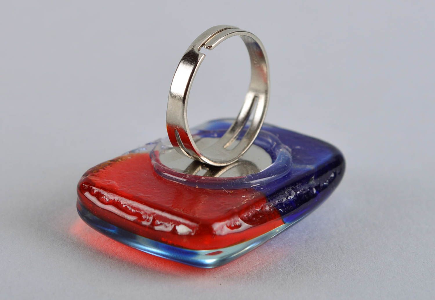 Unusual handmade glass ring artisan jewelry glass art accessories for girls photo 5