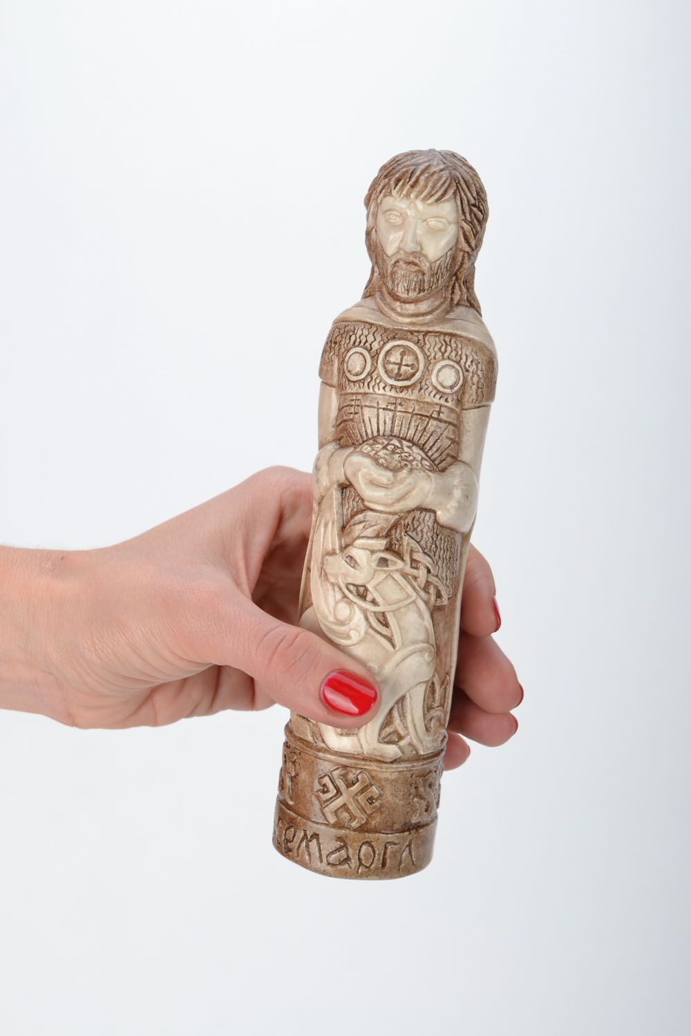 Figurine en plâtre faite main idole slave Simargl beige décoration pour maison photo 1