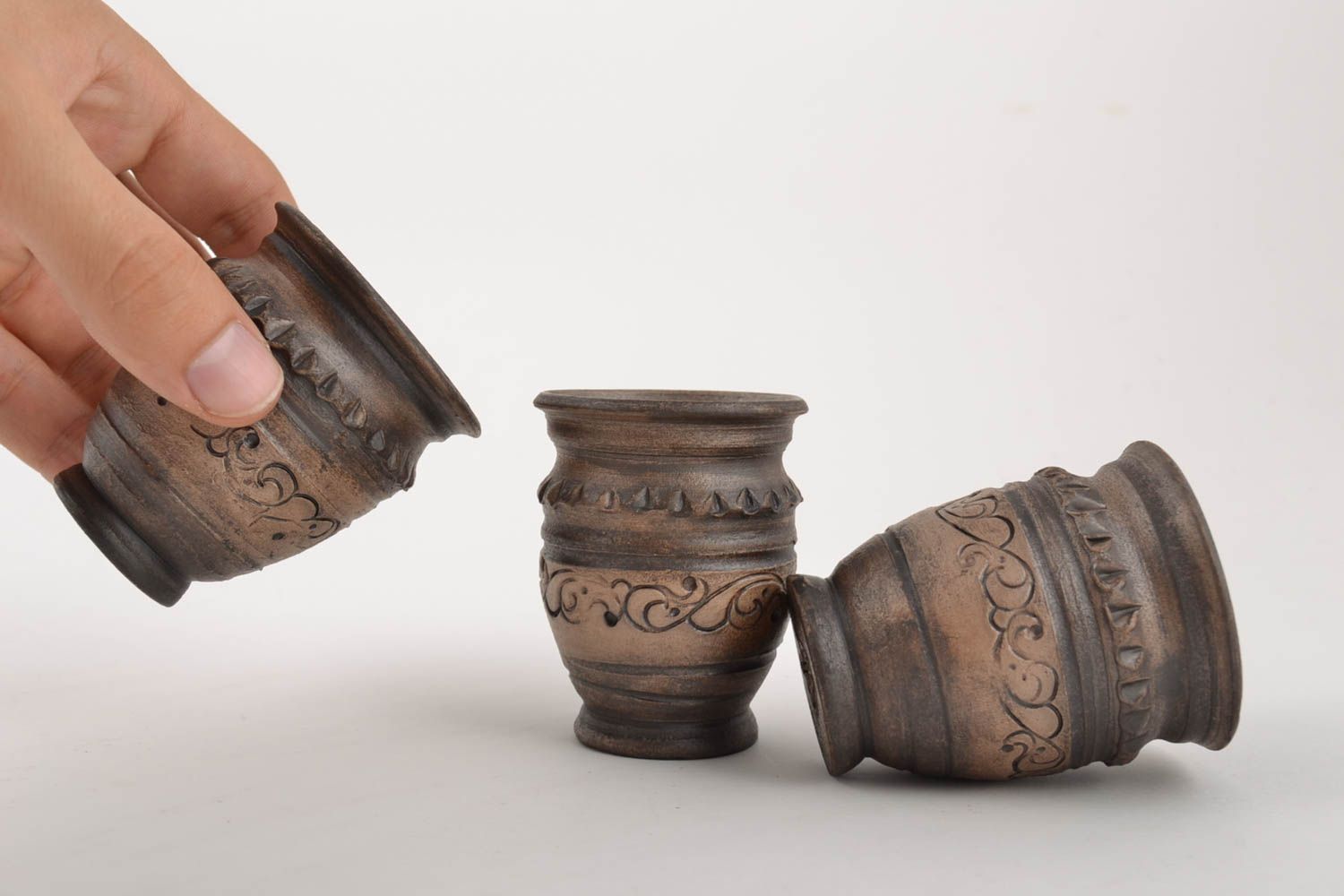 Keramik Trinkgläser Set künstlerische Handarbeit foto 5