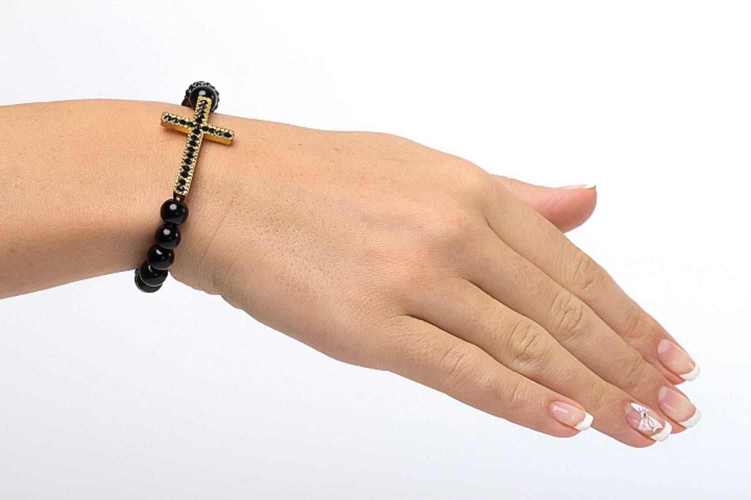 Bracelet noir fait main Bijou fantaisie en agate Accessoire original femme photo 5