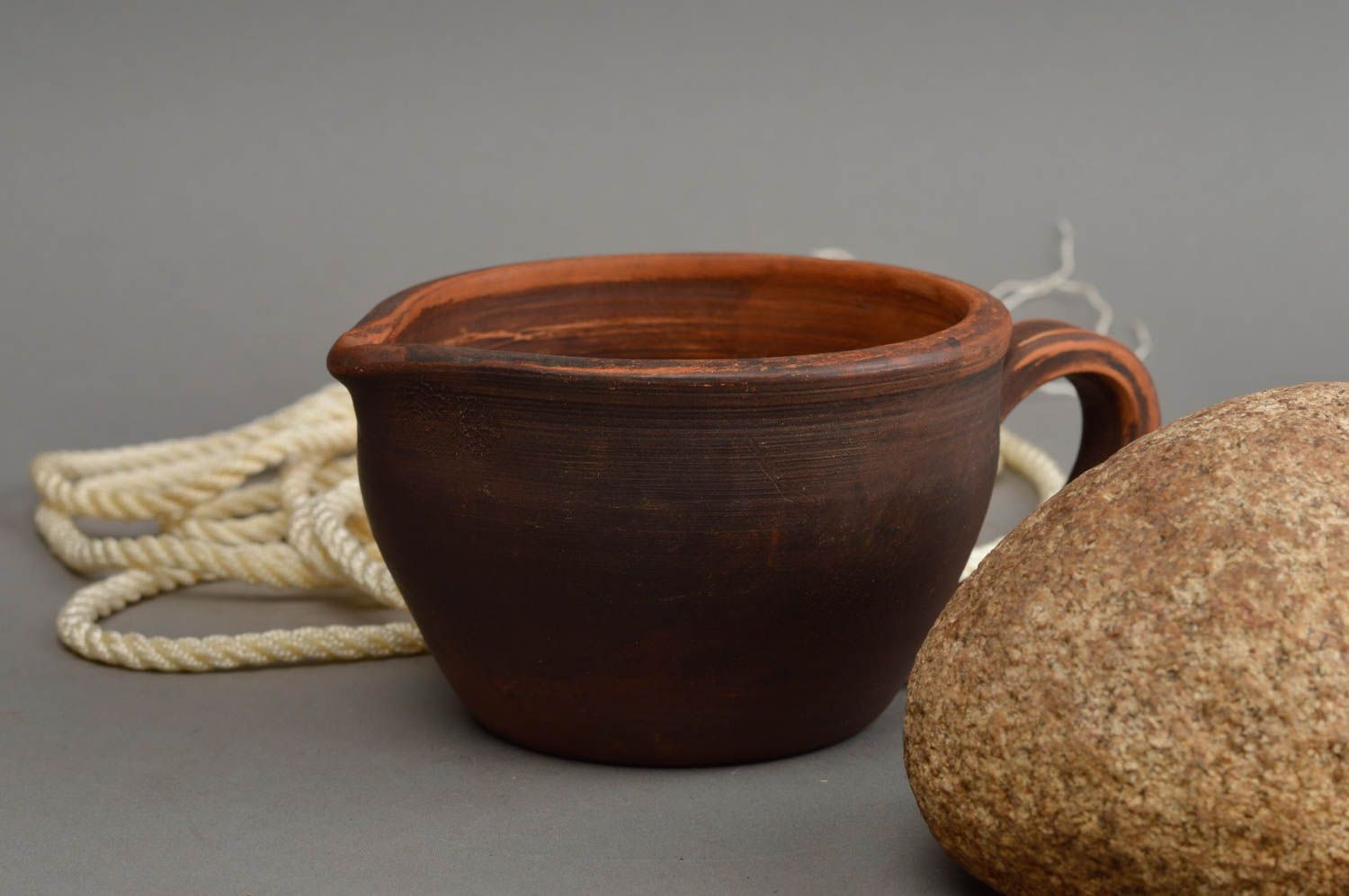 Saucière originale 25 cl marron en argile technique de poterie faite main photo 1