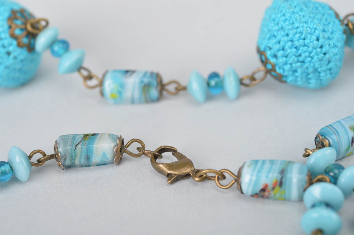 Halskette für Frauen handgemachter Schmuck Rocailles Kette Designer Schmuck blau foto 5