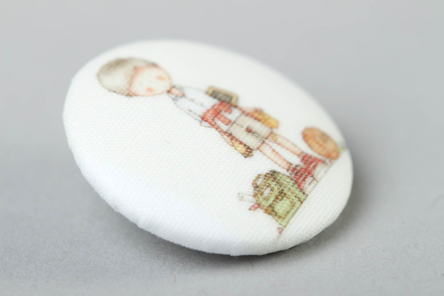 Unusual handmade plastic button printed fabric button needlework supplies photo 2