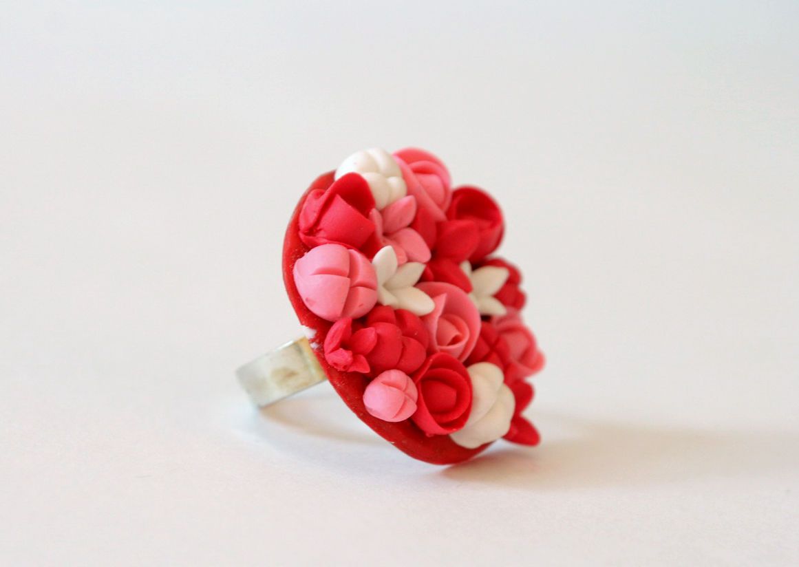 Handmade ring made ​​of polymer clay photo 1