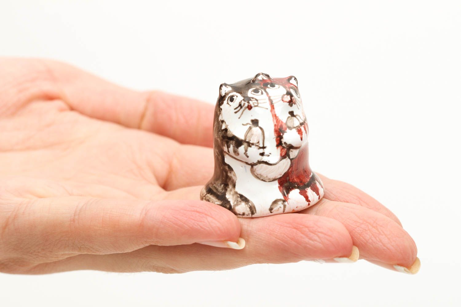Dedal artesanal de arcilla gatitos accesorio para costura regalo original foto 5