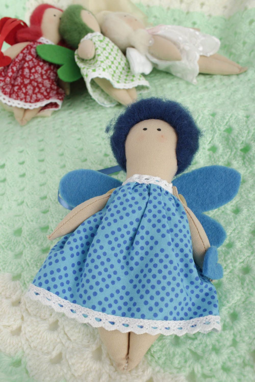 Designer Puppe handmade Deko zum Aufhängen Dekoration Wohnzimmer in Blau  foto 1