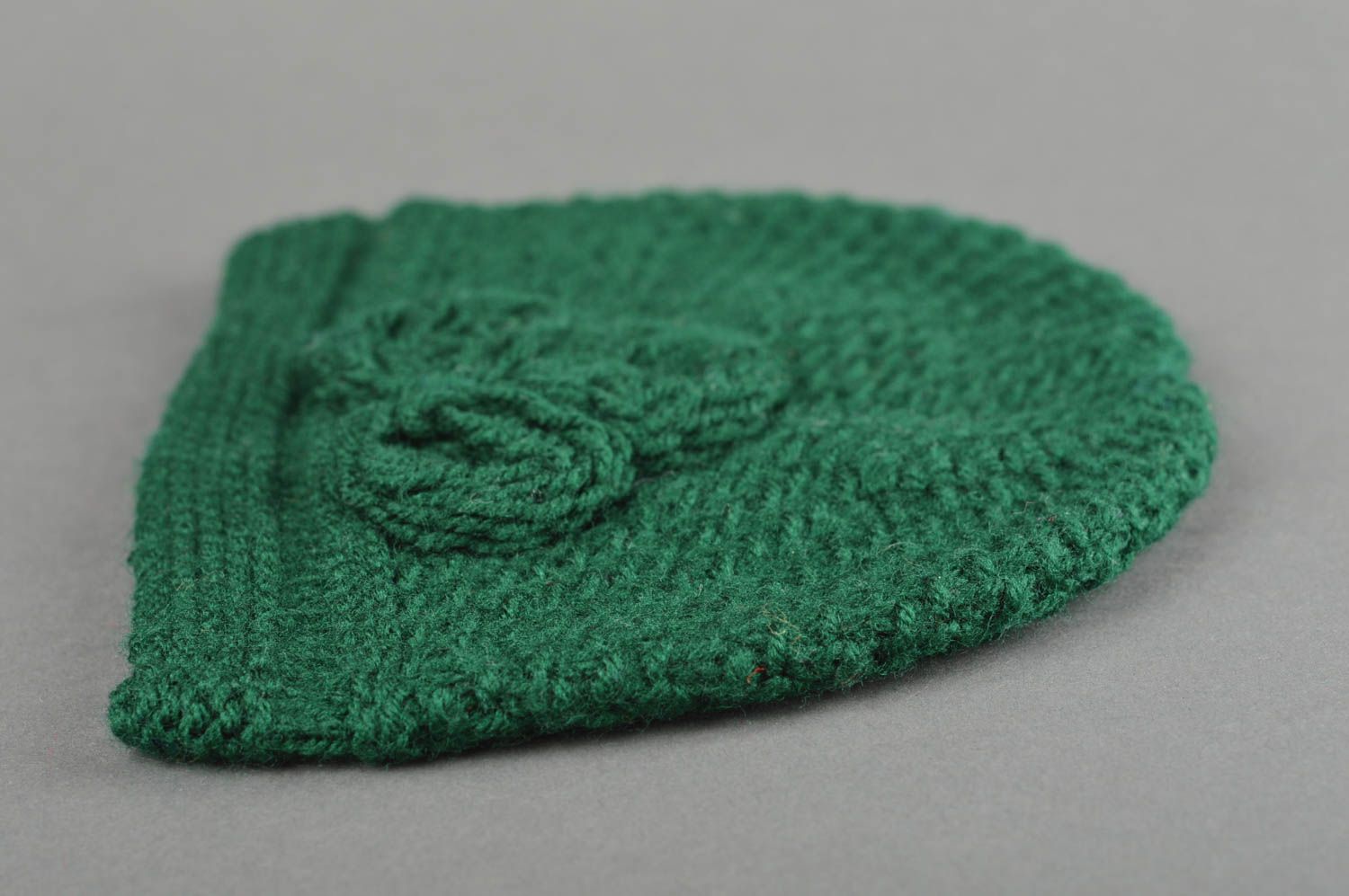 Bonnet au crochet fait main Chapeau tricot chaud vert d'hiver Vêtement enfant photo 3