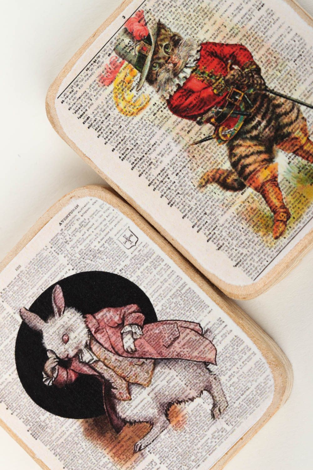 Imanes de nevera artesanales elementos decorativos regalo original Gato y conejo foto 3