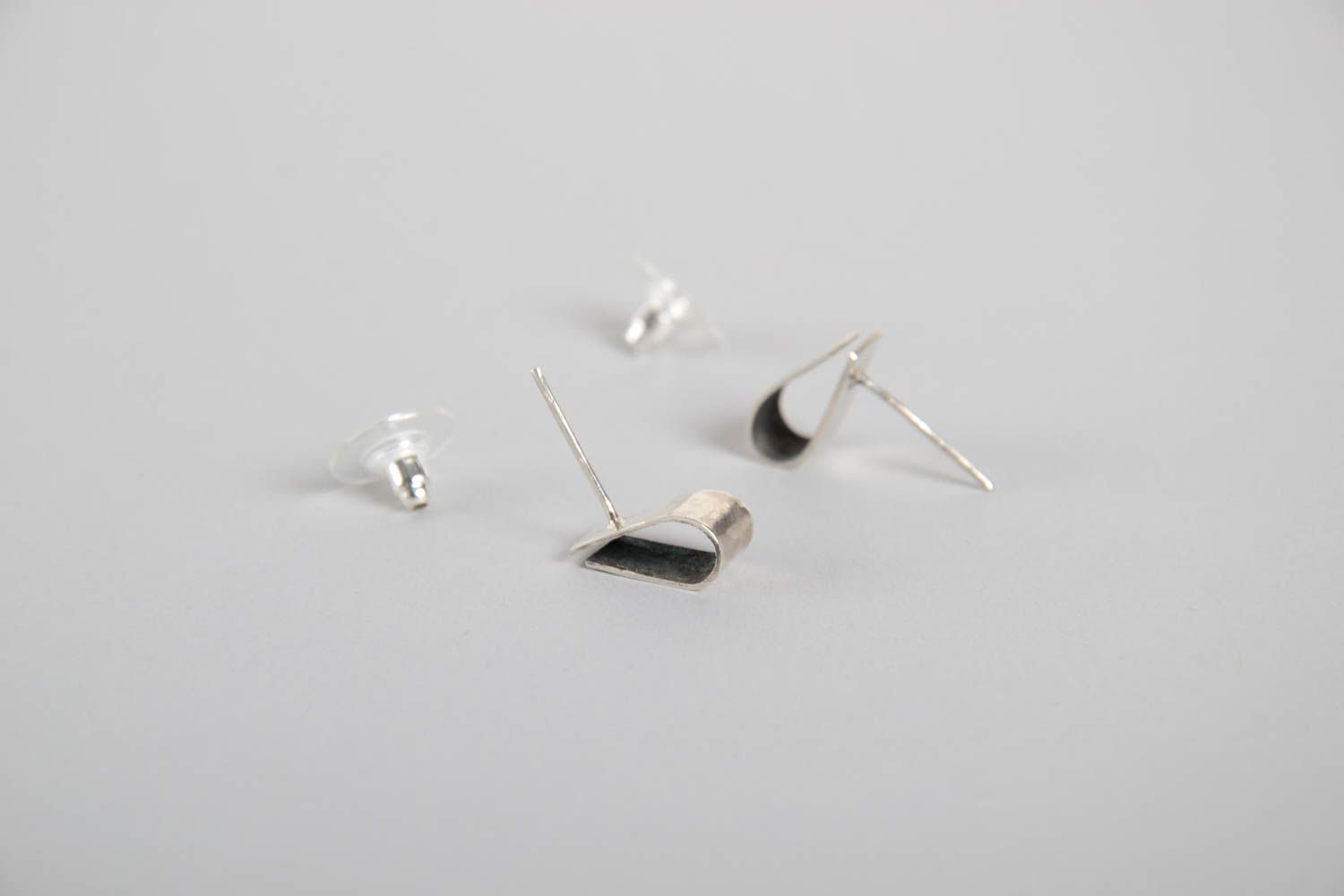 Handmade silver earrings stud earrings silver jewelry fashion accessories photo 4