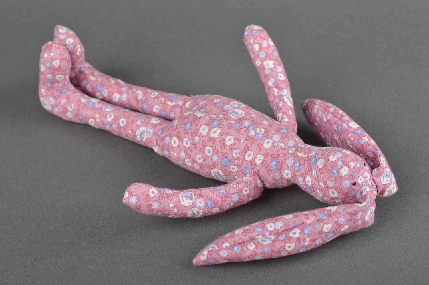 Jouet fait main Peluche lapin rose à motif floral en tissu beau Cadeau enfant photo 4
