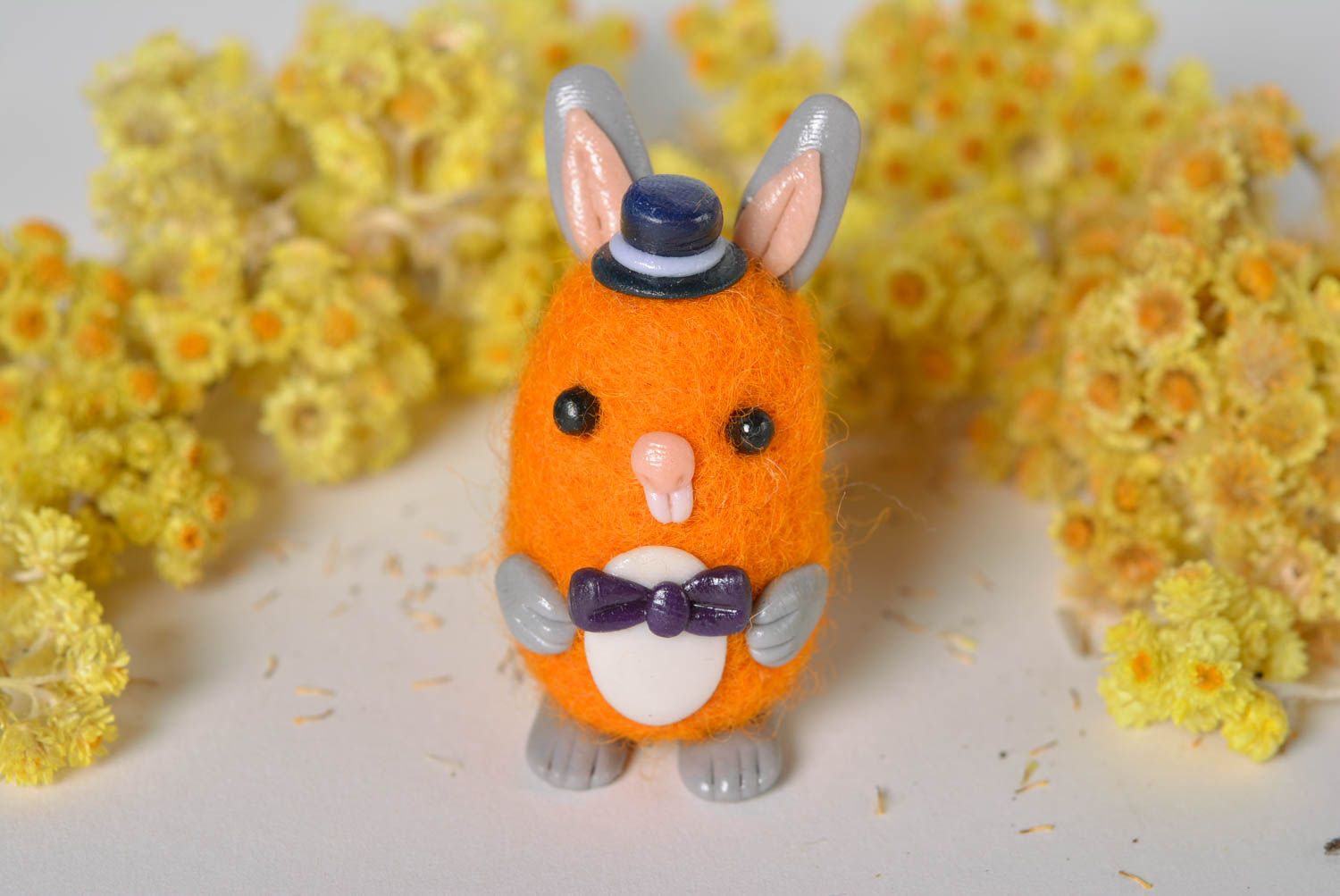 Handmade plastic figurine unusual rabbit toy cute statuette home decor photo 5