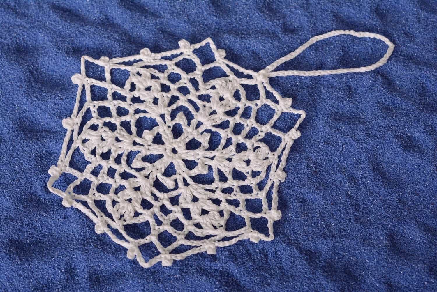 Décoration flocon Déco fait main tricot crochet Idée déco Noël blanche design photo 1