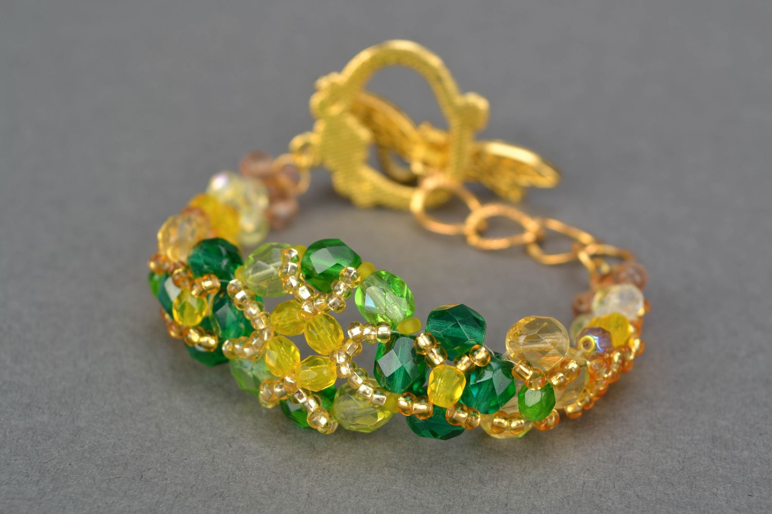 Beaded wrist bracelet with crystal Spring photo 4