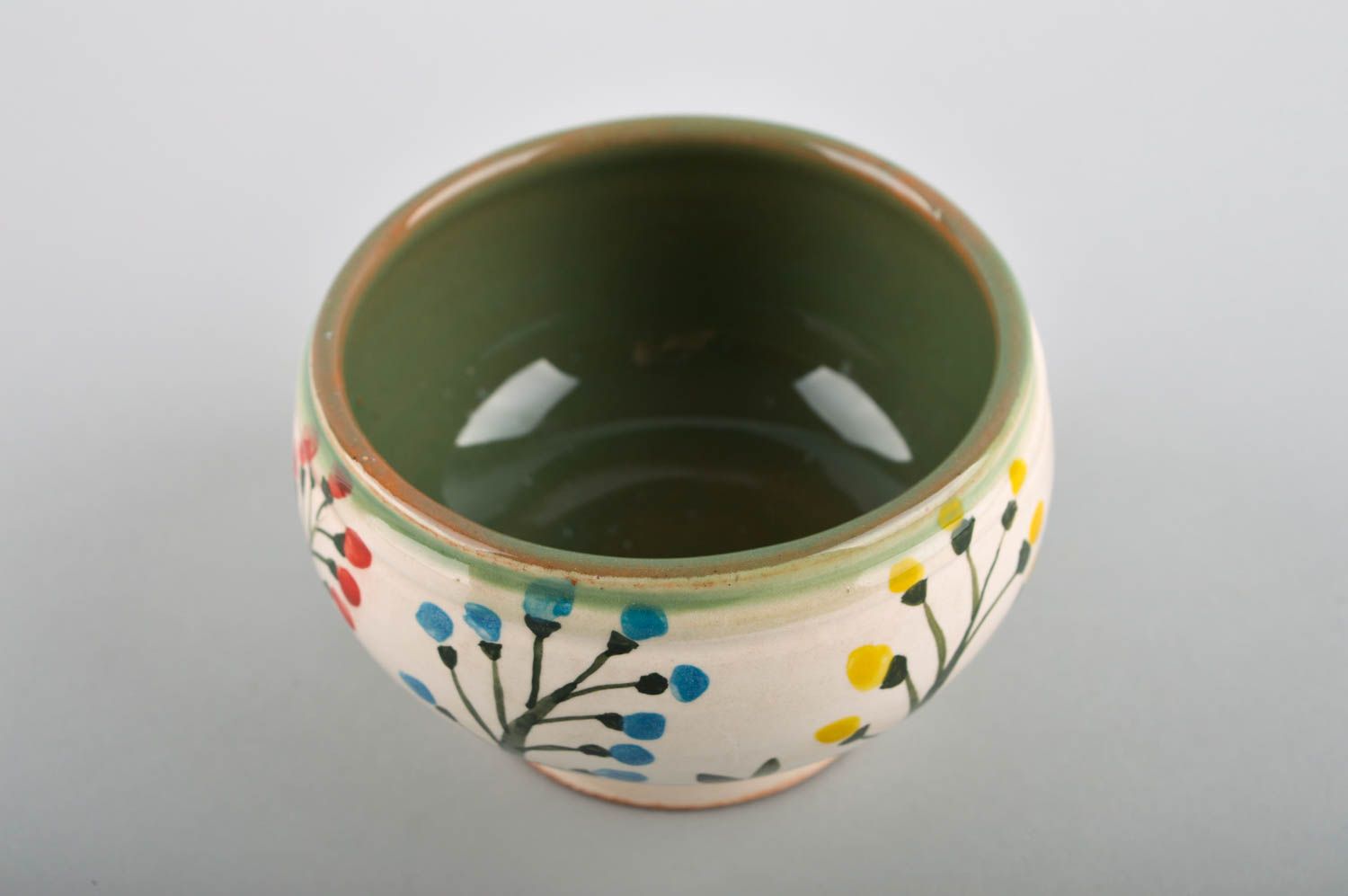Handmade blumige Keramik Schüssel für Suppe Öko Geschirr Schale aus Ton  foto 2
