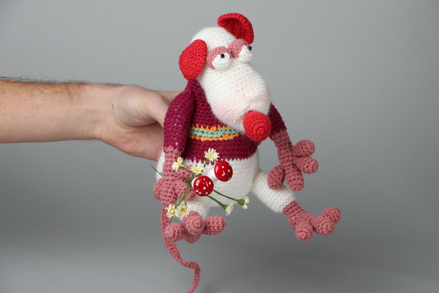 Jouet en tricot au crochet souris fait main photo 4