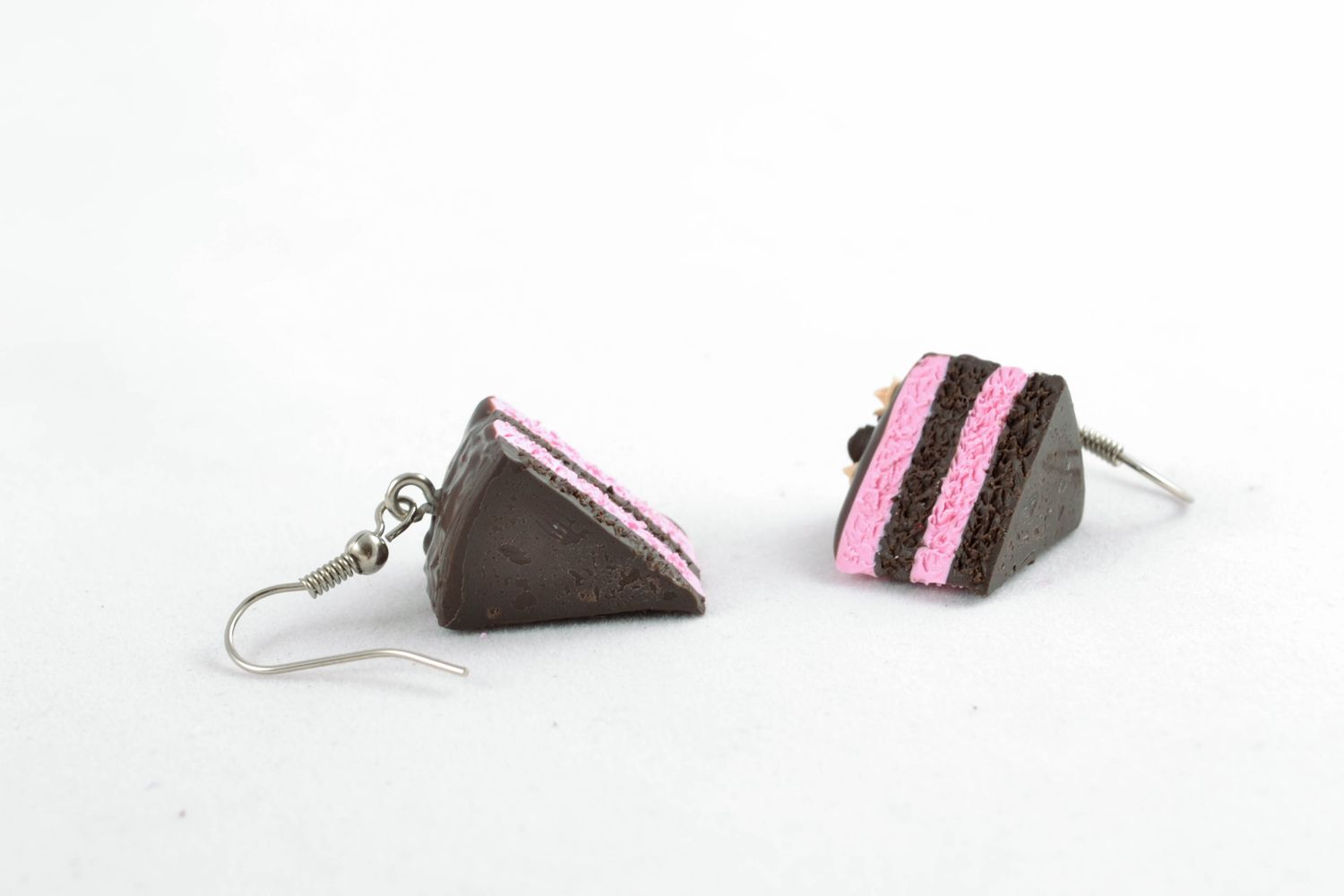 Polymer clay earrings in the shape of cake pieces photo 5