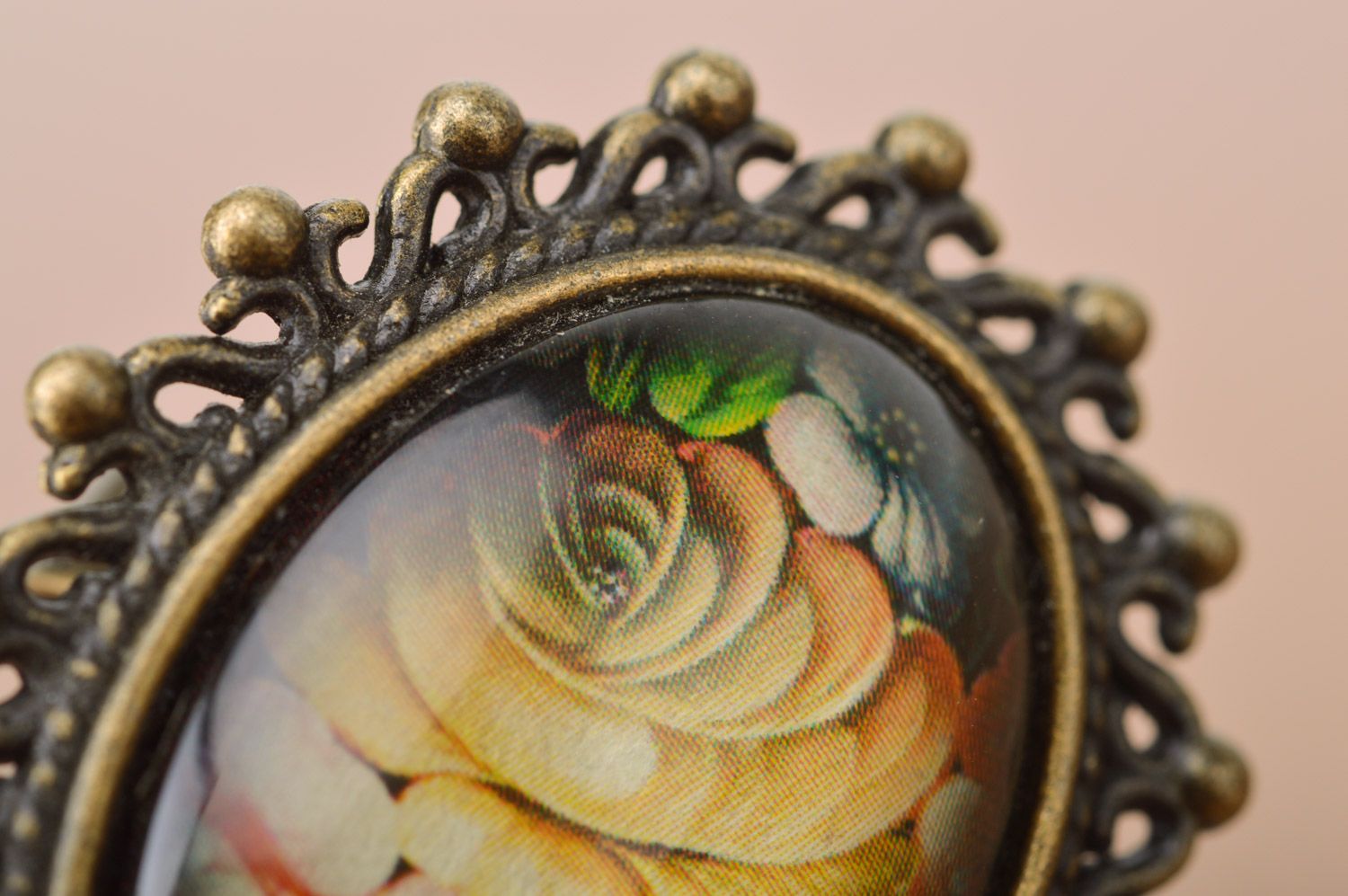 Grande bague avec fleurs ajourée originale ajustable bijou fait main pour femme photo 4
