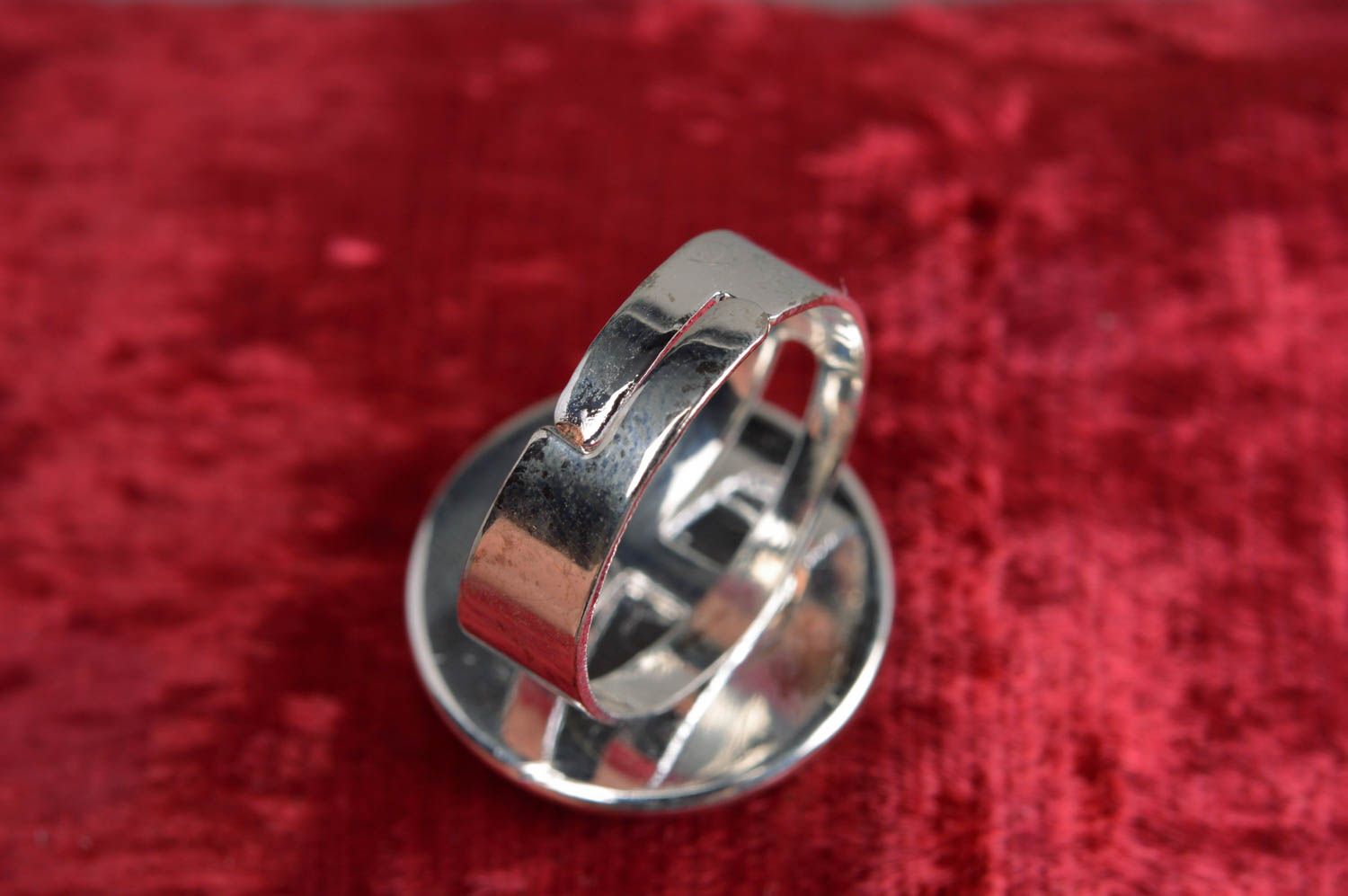 Handmade ring with epoxy resin decorated using decoupage beautiful designer jewelry photo 3