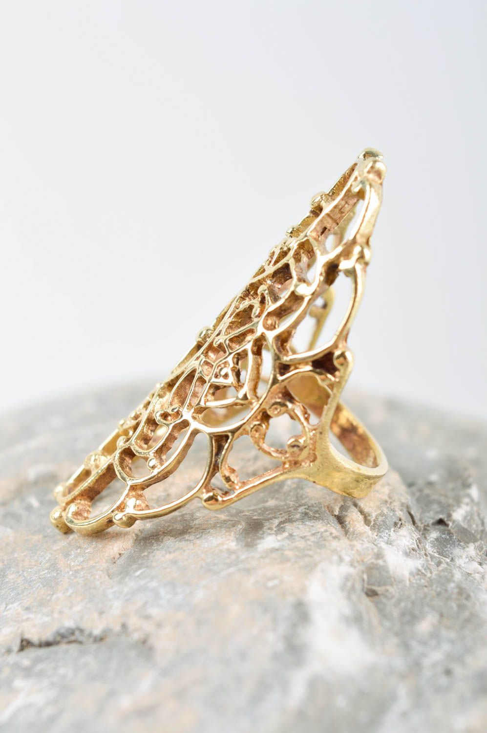 Unusual handmade metal ring beautiful jewellery exclusive brass ring for girls photo 1