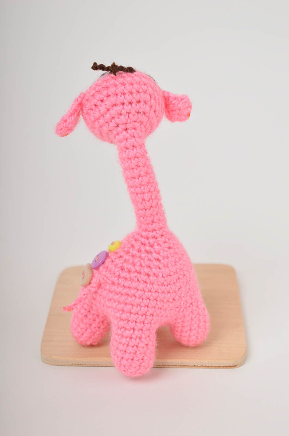 Knitted stuffed pink giraffe. 5 inches tall. A little gift for a baby girl photo 3