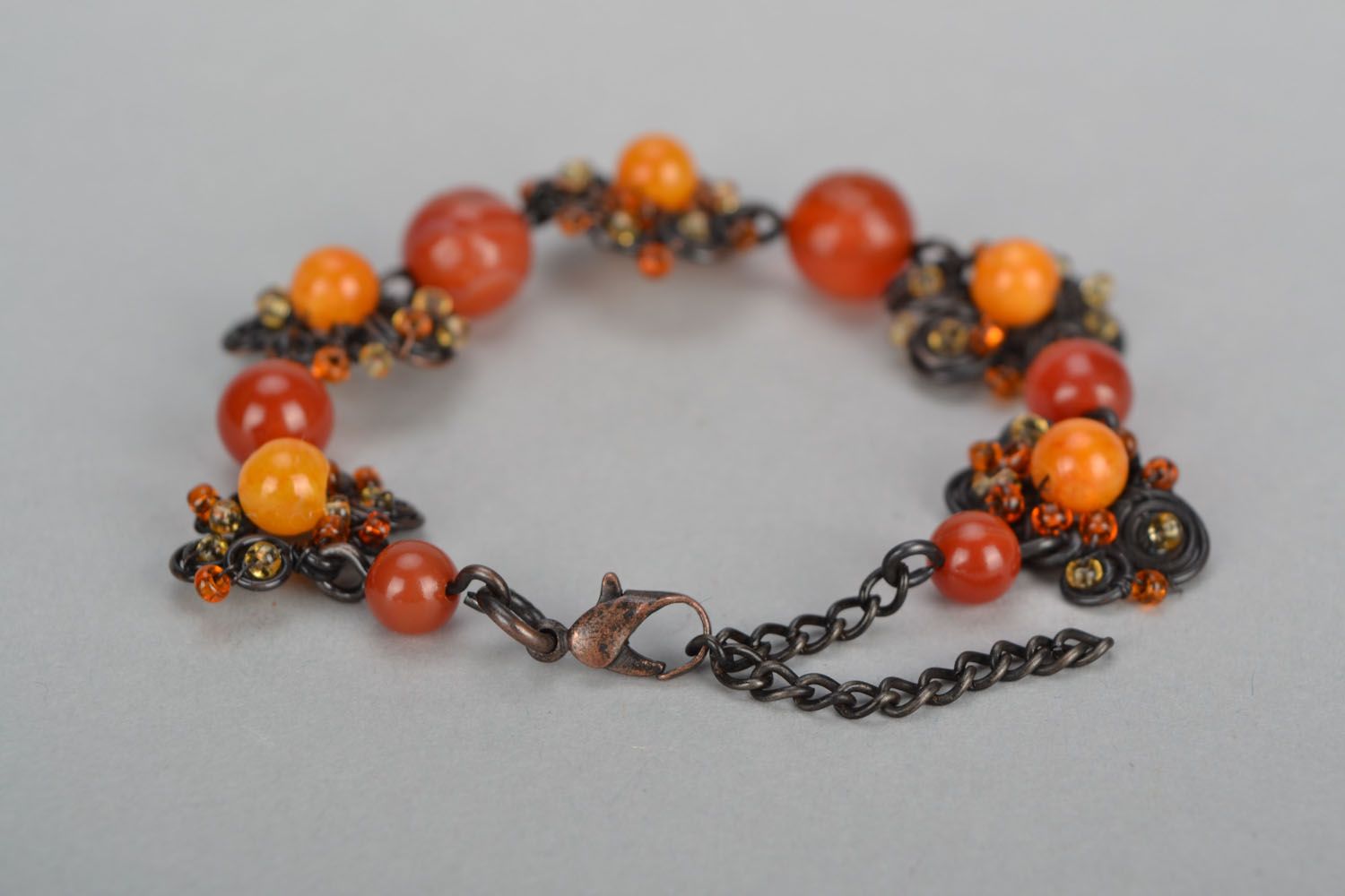 Copper bracelet with natural stones photo 4