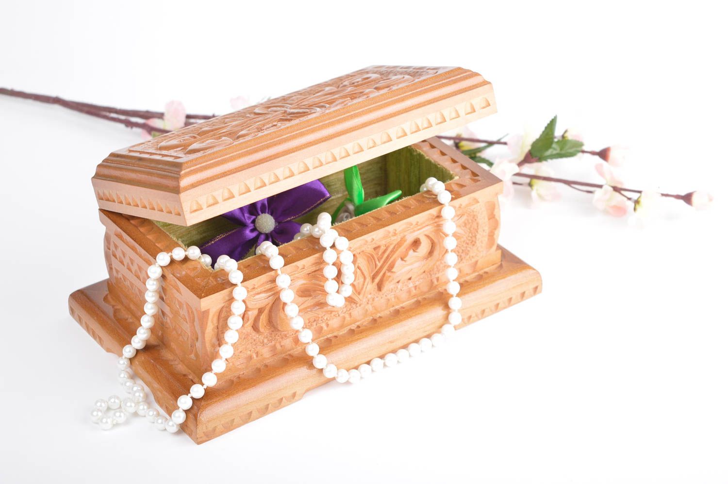 Cajita de madera de tilo hecha a mano joyero original regalo para chica  foto 5