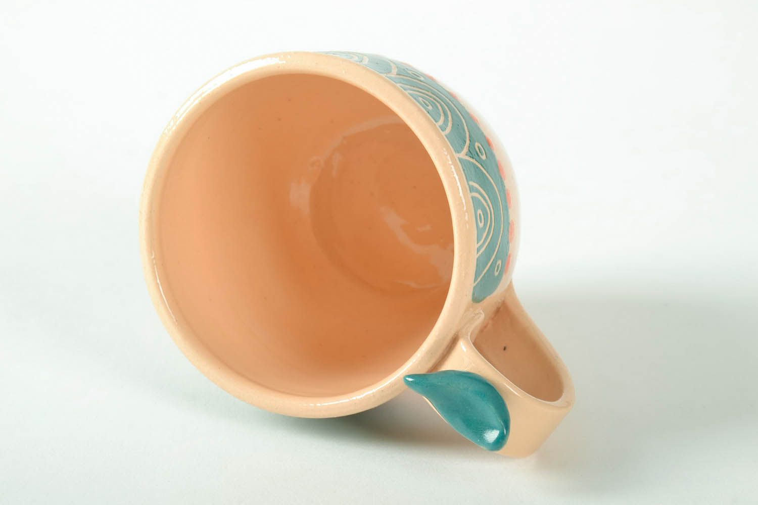 Art clay glazed coffee cup with handle for a girl photo 3
