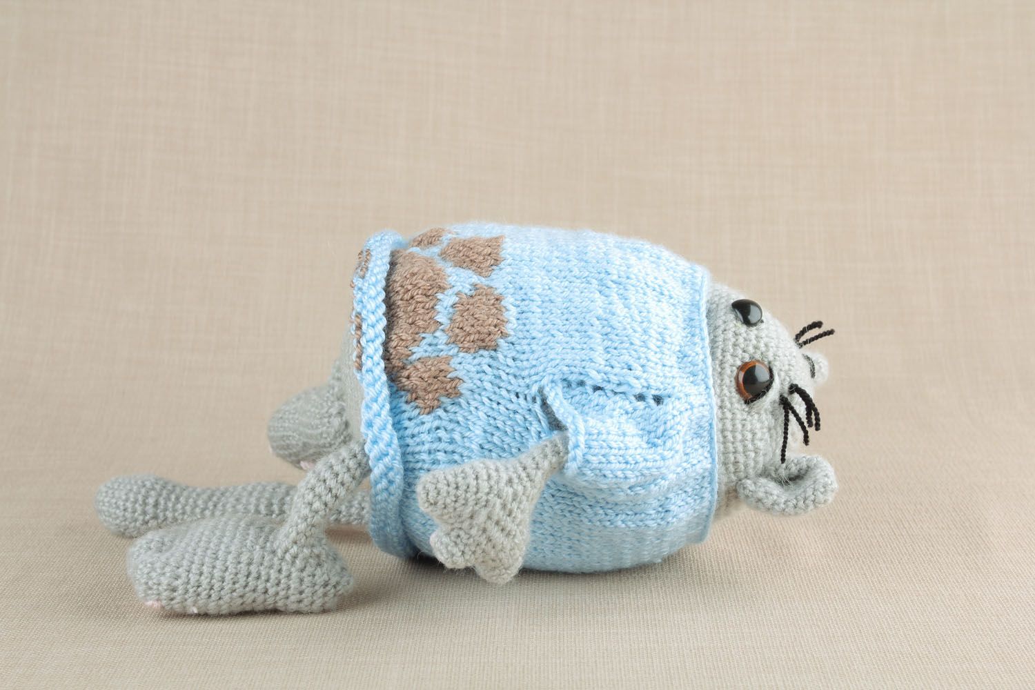 Soft knitted toy Cat photo 2