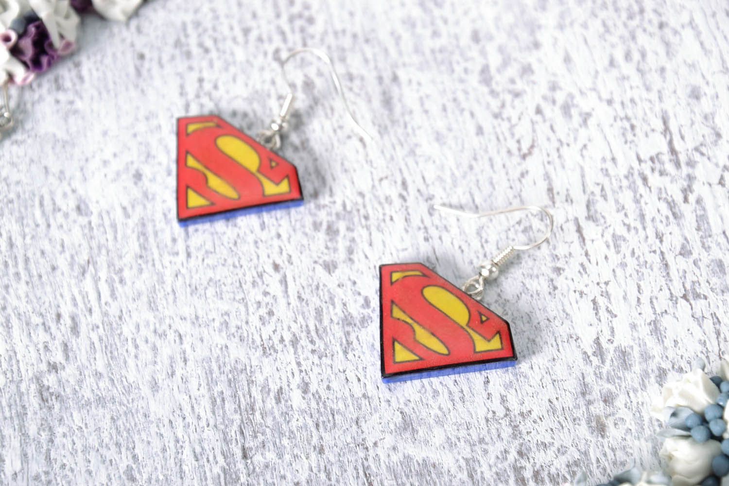 Ohrringe aus Polymerton Superman foto 1