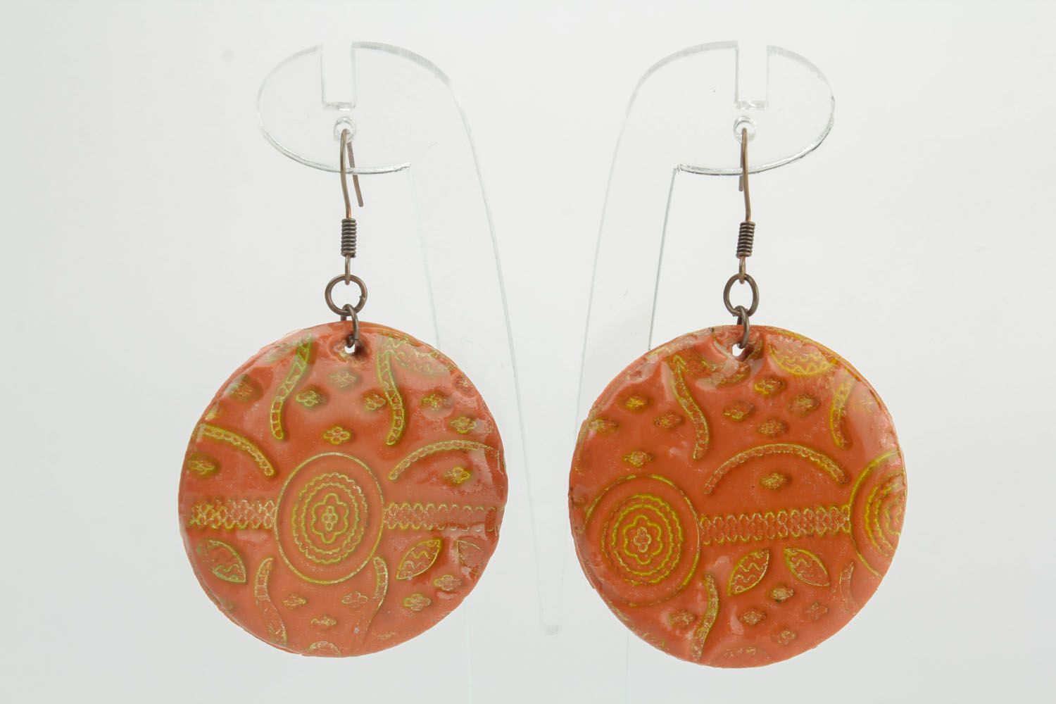 Round polymer clay earrings photo 5