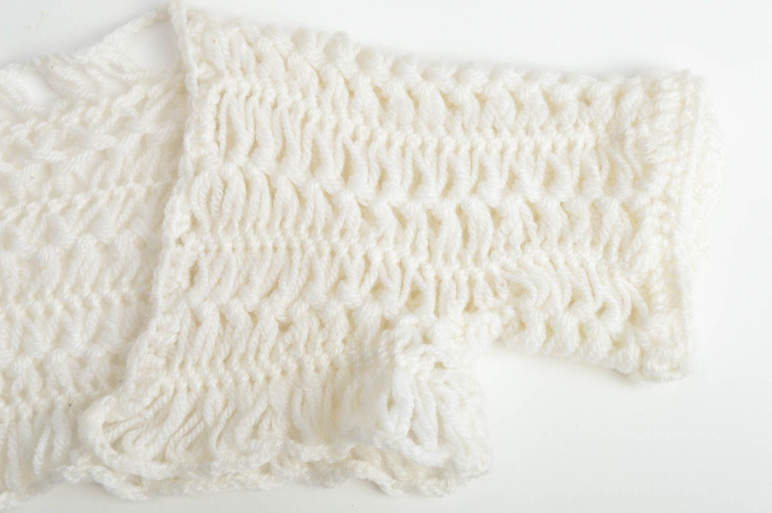 Handmade designer festive white lacy crocheted bolero for baby girl photo 5