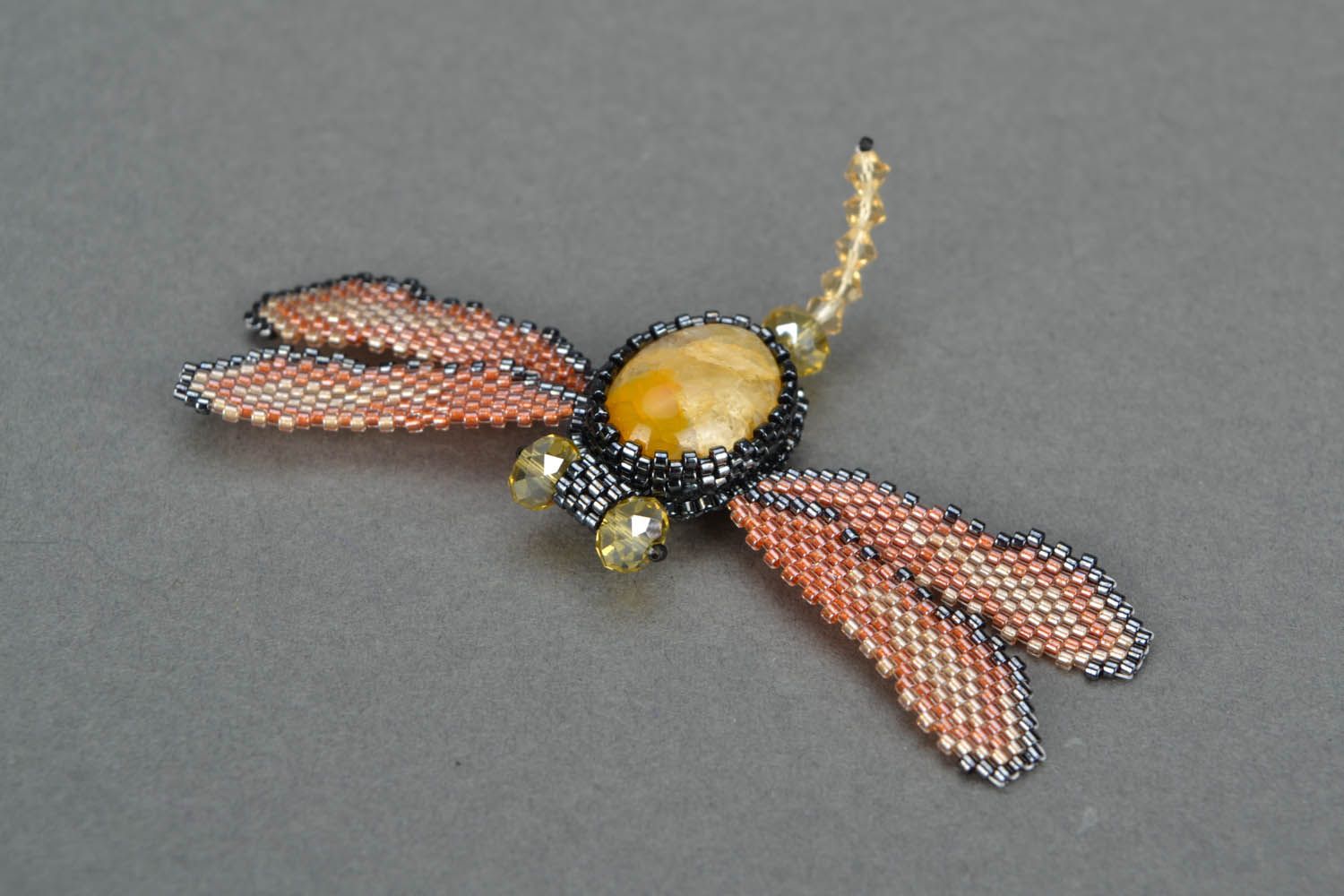 Beaded Brooch in the form of a dragonfly photo 3