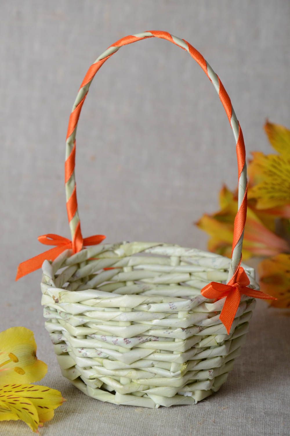 Bowl for small items basket with ribbon beautiful small handmade photo 1