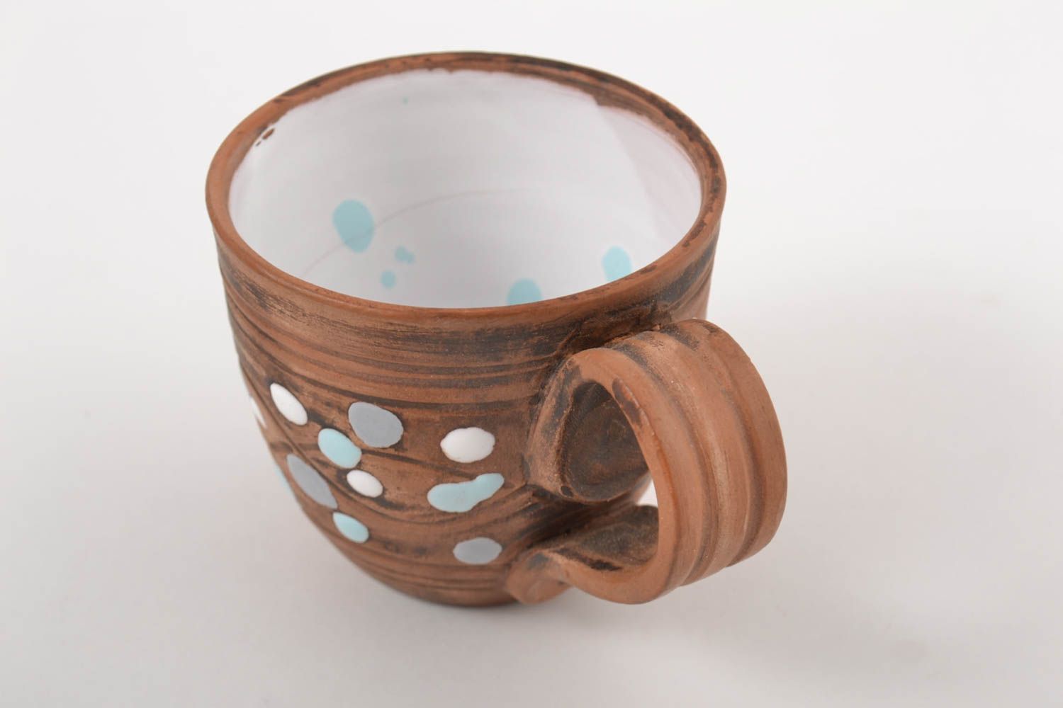 Керамическая кружка ручной работы кружка для кофе красивая глиняная посуда фото 4