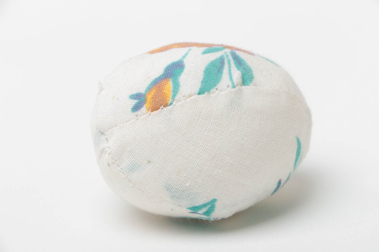 Designer soft textile toy Easter egg handmade accessory made of calico photo 3