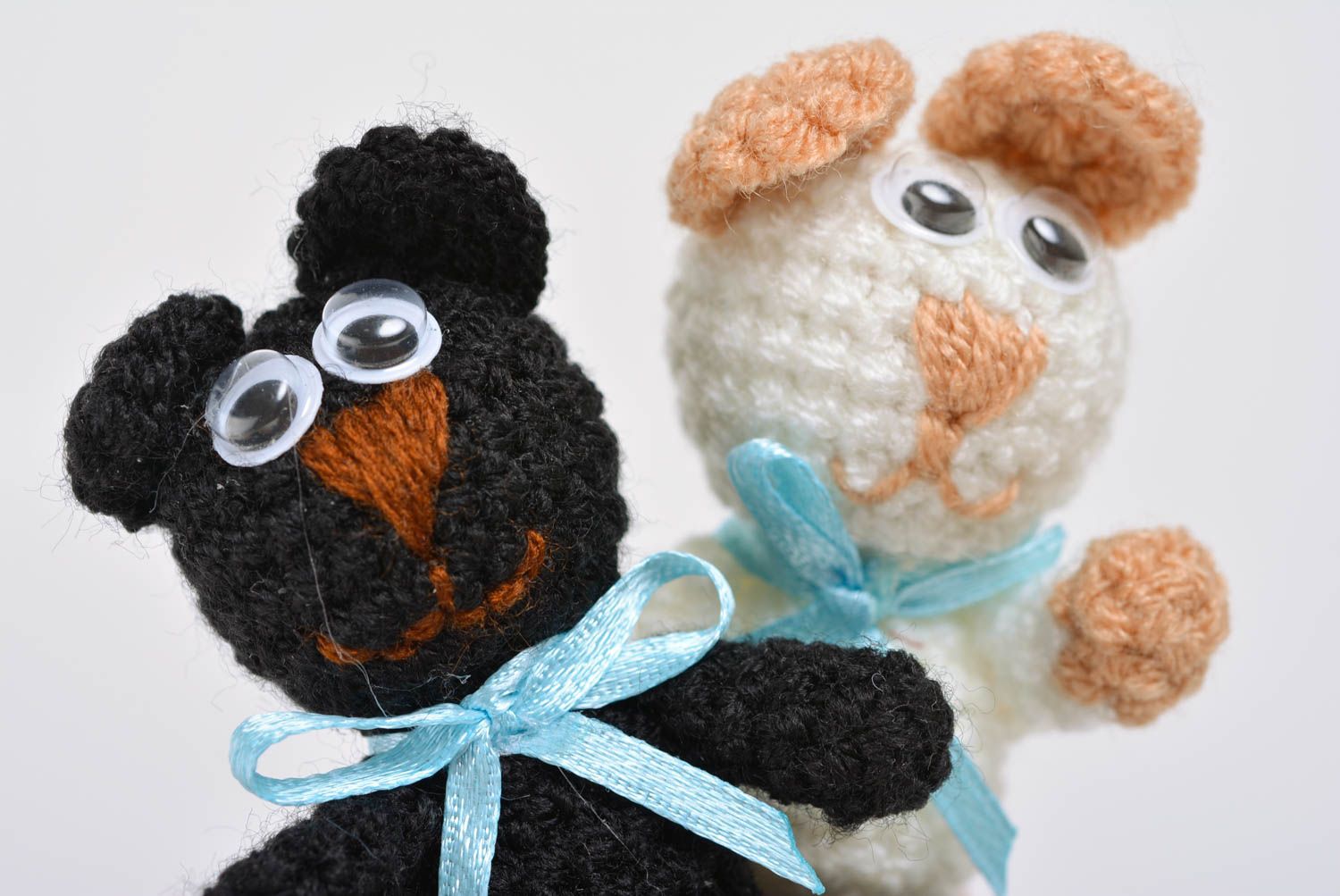 Small black children's handmade soft toy kitty crocheted of acrylic threads photo 5