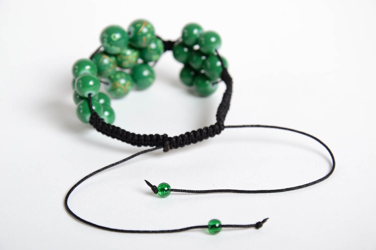 Bracelet vert Bijou fait main perles en céramique verre Cadeau pour femme photo 5