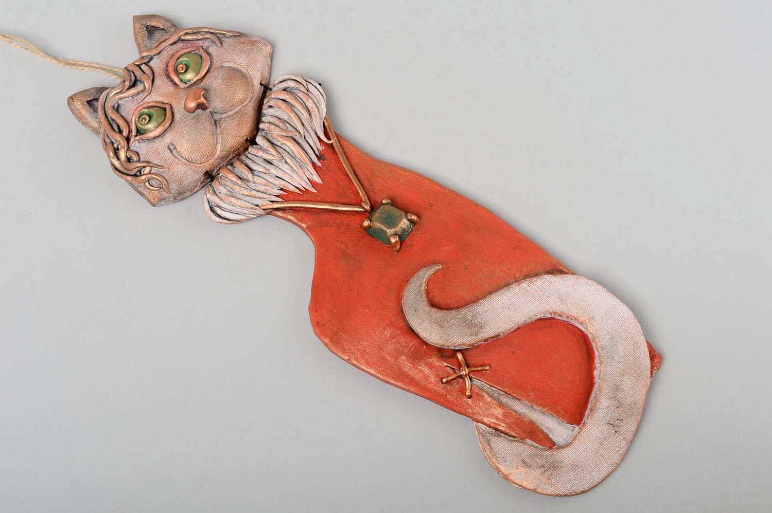 Figura de barro gata hecha a mano decoración de hogar figuras decorativa foto 2